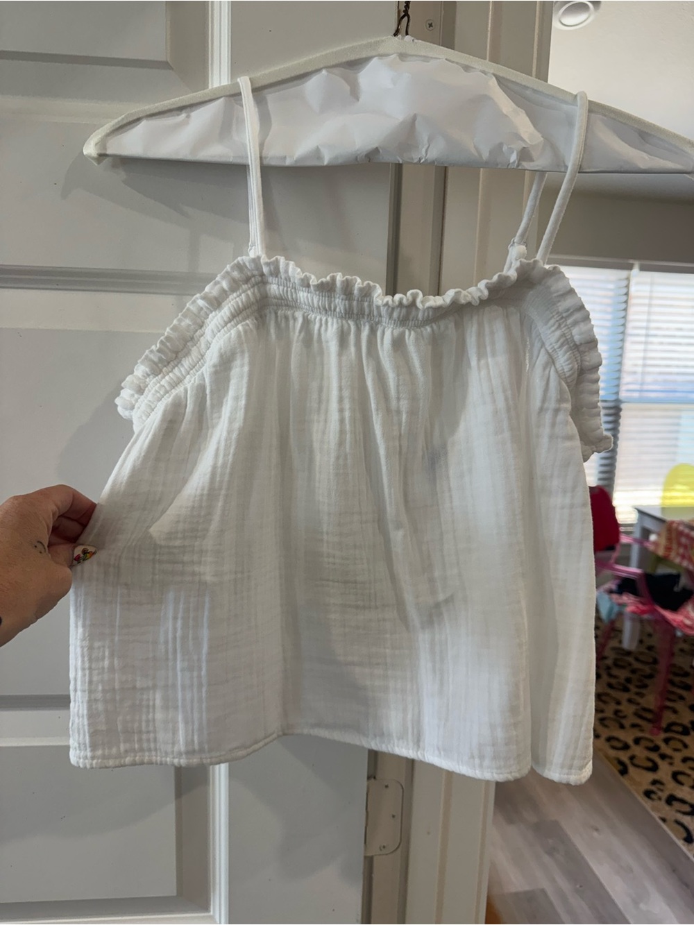 Old Navy White Gauze Spaghetti Strap Tank Top